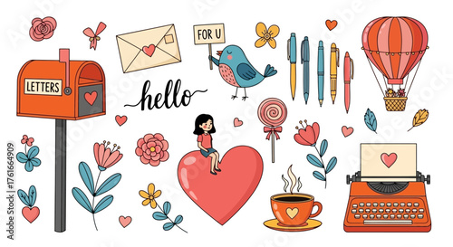 Love and Affection Clipart Collection Hand-Drawn Valentine's Elements