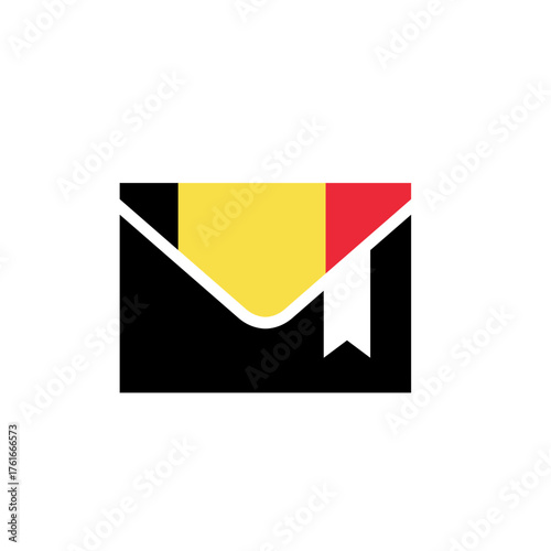 Belgium Flag Marked Mail In Icon