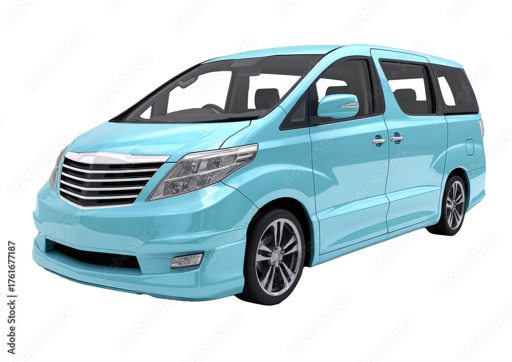 Fototapeta premium Light Blue Van Vehicle Modern Design Passenger Minivan