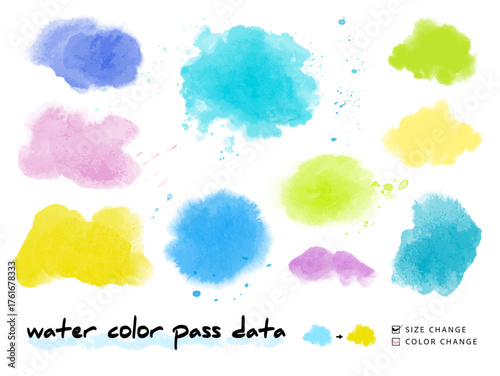 水彩パスデータ素材