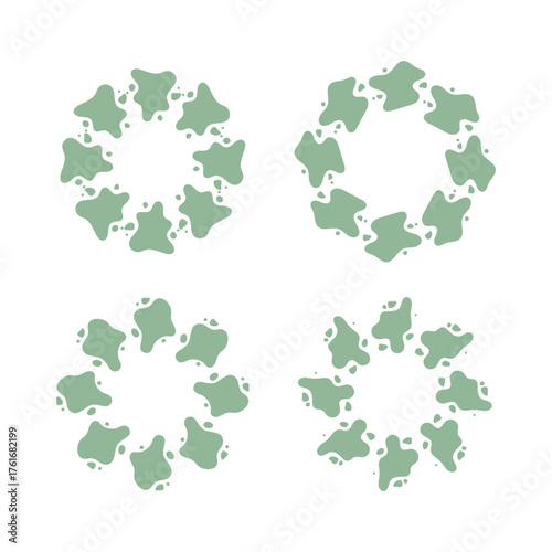 Green abstract circle line art frame decoration.