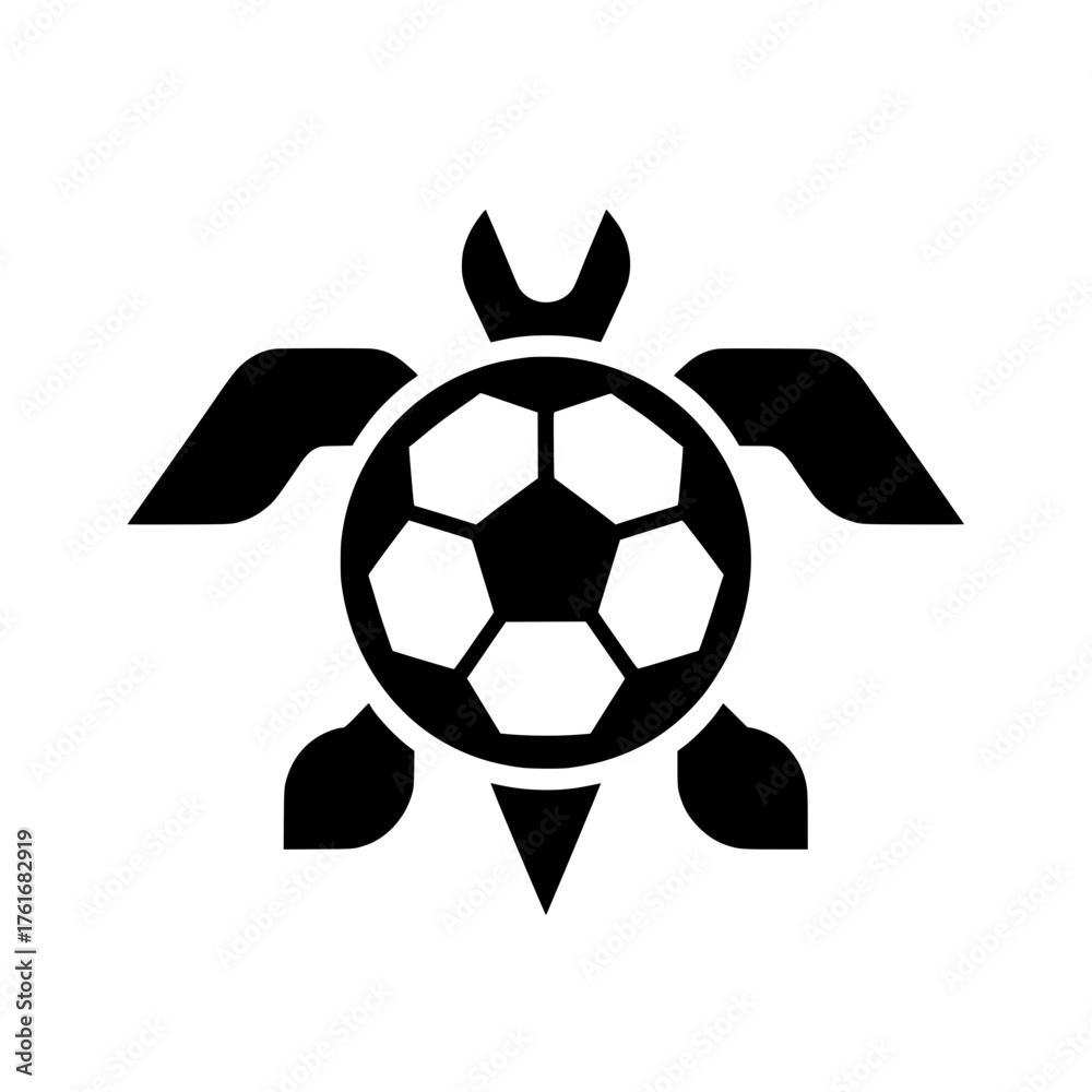 Obraz premium Turtle Mascot Logo with Soccer Ball Shell Vector