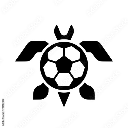 Turtle Mascot Logo with Soccer Ball Shell Vector