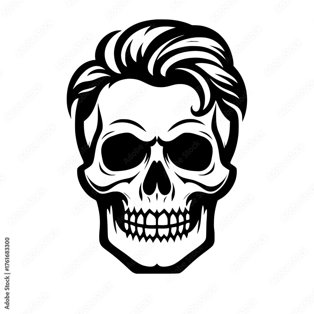 Fototapeta premium Vector Illustration of Skull with Men's Retro Hairstyle