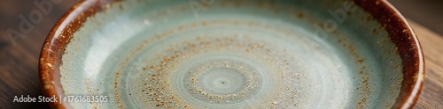 Rustic Handcrafted Pottery Plate Earthy Speckled Glaze, Close-Up Detail Shot Perfect for Food Styling or Home Decor