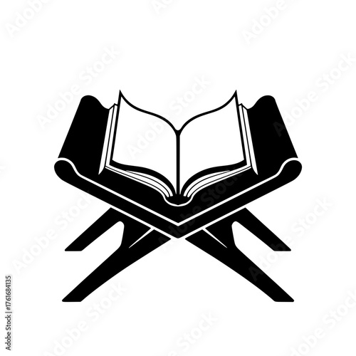 Vector Open Holy Book on Reading Stand - Spiritual and Religion Design