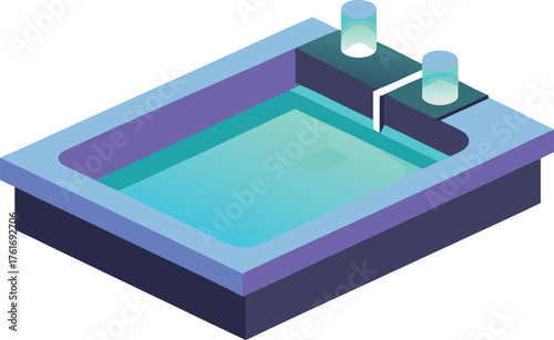Isometric 3d digital spa illustration vector scalable eps icon for wellness and relaxation
