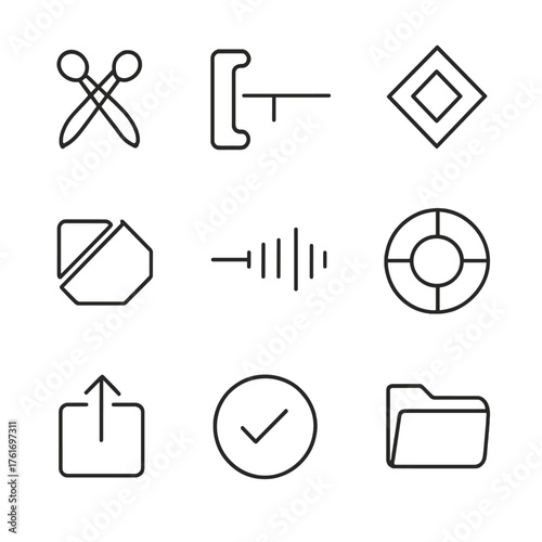 Video Editing Icons. Outline icon set of parking and tolls: parking P, toll booth, ticket dispenser, barrier