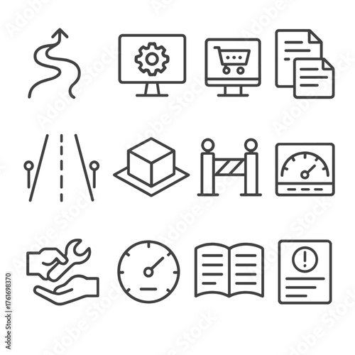 Platform Engineering Icons. Outline icon set of platform engineering: golden path, internal developer portal,