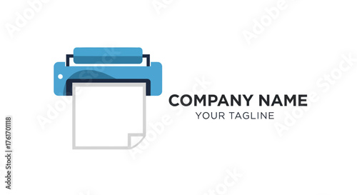 Blue Printer with Paper Outputting a Blank Document.