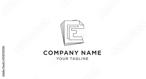 Free Download Creative logo design featuring stacked paper sheets and company branding. - GFXLoad