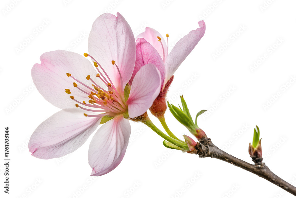 Obraz premium Elegant pink flower bloom minimal botanical design isolated on transparent background perfect for spring art and floral concepts