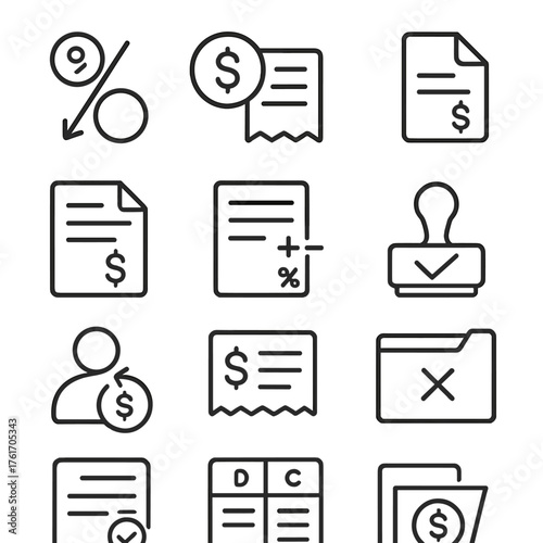 Partial Refund Icons. Outline icon set of return window periods: calendar start, calendar end, countdown timer