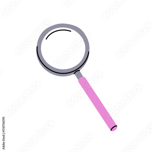 Magnifying glass, lens tool. Loupe icon. Lupe for research, search, discovery and analysis. Inspection, investigation, detection and study. Flat vector illustration isolated on white background