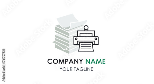 Printer and Stack of Paper Logo Design for Printing Services.