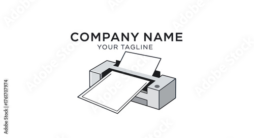 Modern Printer Machine with Paper for Office and Business Use.