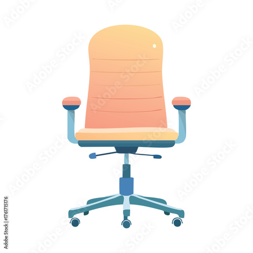 Ergonomic office chair with wheels in modern workspace style – desk seating vector illustration