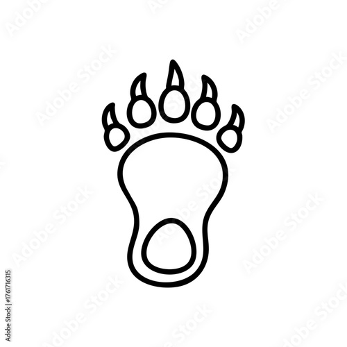 Monster footprint, gothic vector with claw outline and mysterious trace symbol, perfect for dark poster, spooky illustration, or mythical creature design.