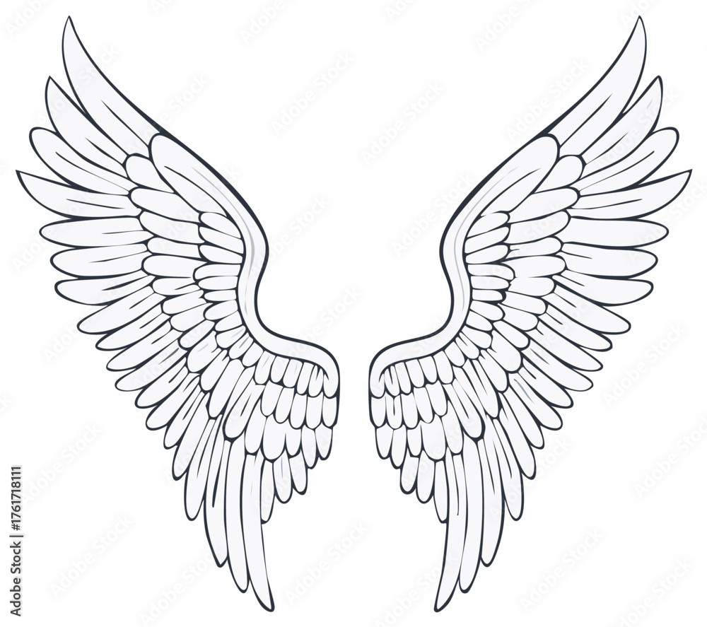 Obraz premium Symmetrical bird wings vector illustration design element for posters and prints