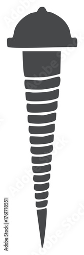 Stylized Auger Shape with Dome Top Section and Graduated Spiraling Grooves