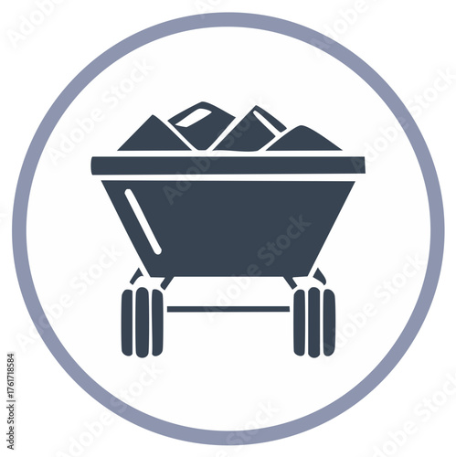 Industrial Mine Cart Filled With Raw Ore Coal Material Heavy Duty Resource Extraction Icon