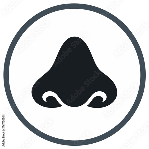 Stylized icon of a nose with nostrils in a circle