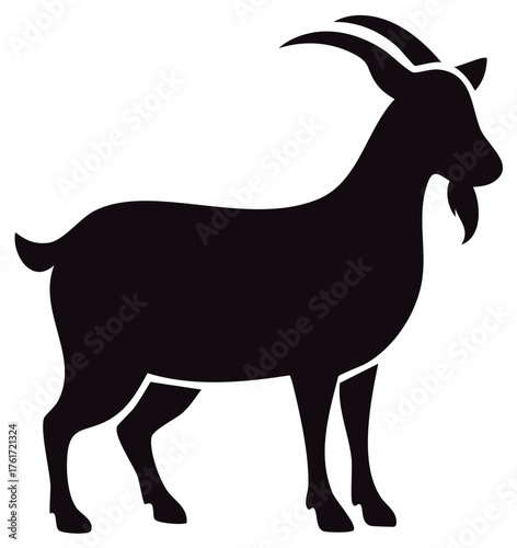 Standing Goat Silhouette Farm Animal Black Shape horned mammal livestock domestic
