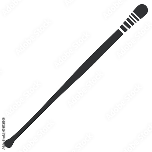 Black silhouette of a percussion instrument beater used in orchestras and bands with lines on handle