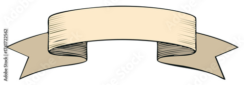 Decorative retro banner with text space and hatched shading on a white background