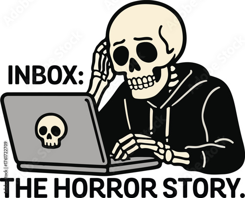  Inbox The horror story T-shirt Design, Funny Office Humor Shirt illustration, sarcastic Workplace Quote, office sarcasm Clipart