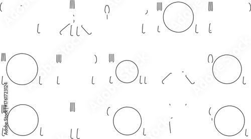 Minimalist Circular UI Elements and Abstract Data Line Icons Set