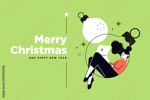 Christmas and New Year banner. Vector illustration for website banner, social media banner, greeting card, marketing material.