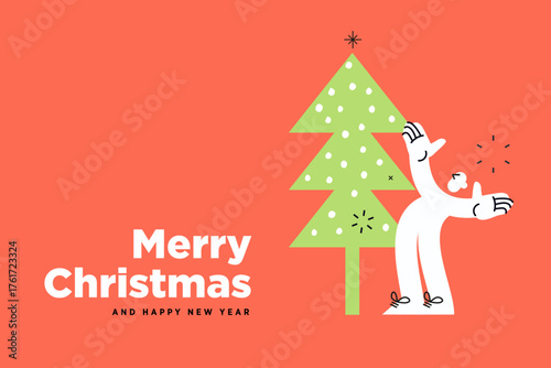 Merry Christmas and Happy New Year banner. Vector illustration for website banner, social media banner, greeting card, marketing material.