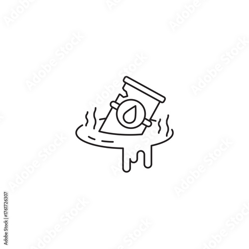 Leaking toxic waste barrels icon, pollution Symbol Outline icon Transparent background Editable Stroke