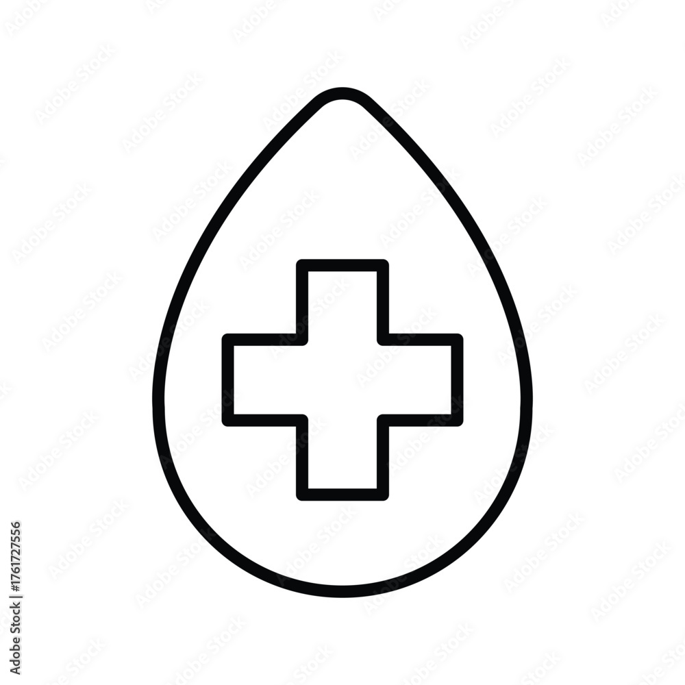 Obraz premium Medical drop icon in line design. blood, donation, plasma, cross, transfusion, healthcare, medicine on white background vector. Medical drop editable stroke icon