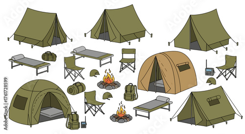 Camping Essentials Illustrated Tents, Campfires, and Gear for Outdoor Adventures and Activities