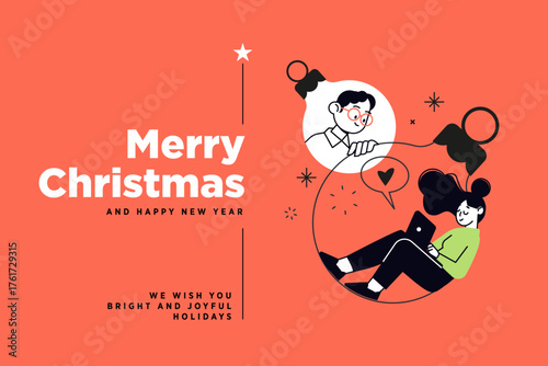 Christmas and New Year banner. Vector illustration for website banner, social media banner, greeting card, marketing material.