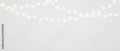 PNG Christmas lights with glowing bulbs for holiday cards and banners overlay background
