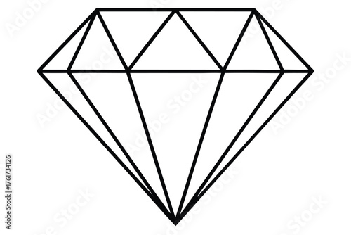 Simple black outline of a sparkling diamond with many triangular facets