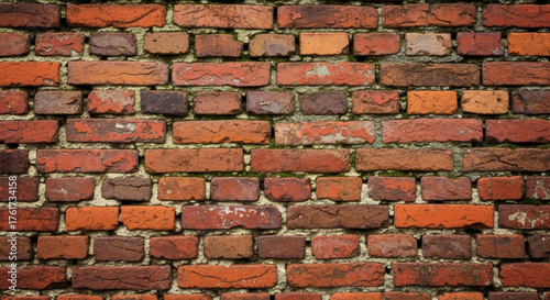 Old Red Brick Wall with Rough Texture