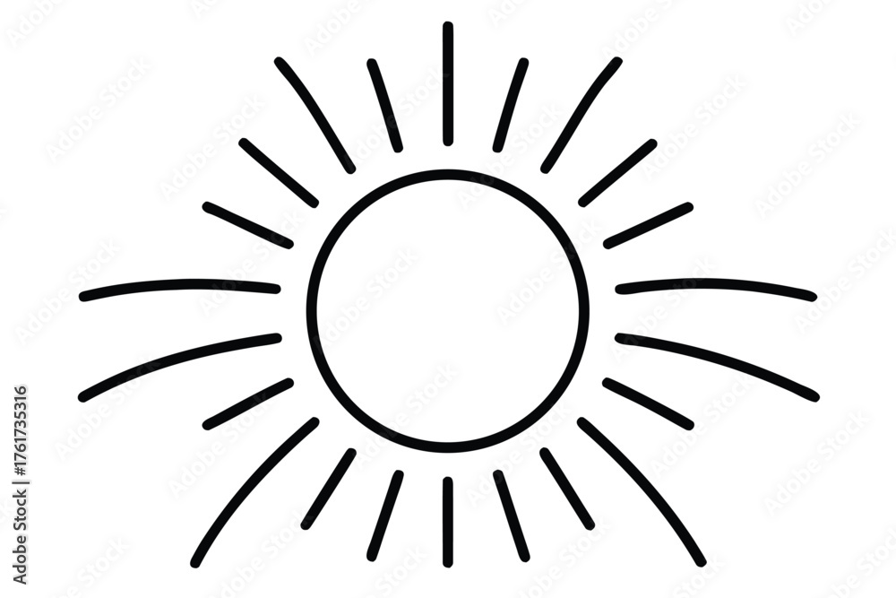 Obraz premium Illustration of a Black and White Sun with Rays Emanating Outwards