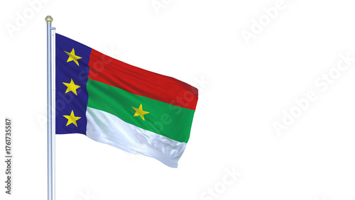 A bandeira de Vitória da Conquista,  município do estado da Bahia, Brasil - Ilustração 3D