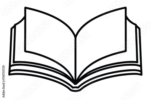 Open book drawing showing knowledge, education, learning and story telling concept