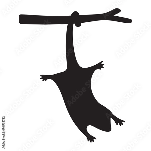 Sugar glider in mid jump dynamic pose silhouette vector illustration