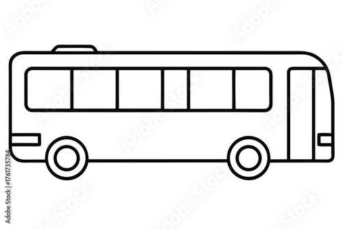 Black and white line drawing of a simple bus illustration vector
