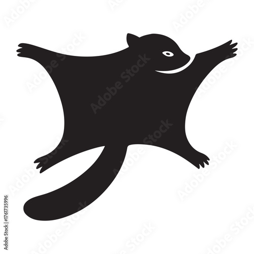 Sugar glider leaping through the air silhouette vector illustration