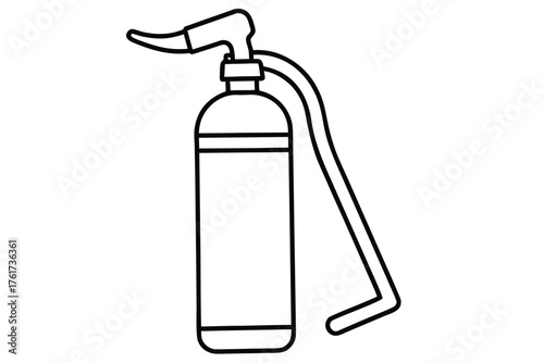 Simple Line Art Depiction of a Fire Extinguisher Device Illustration