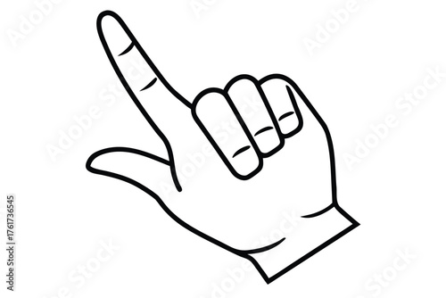 Simple Line Art Hand Pointing Upward as if to Select or Choose