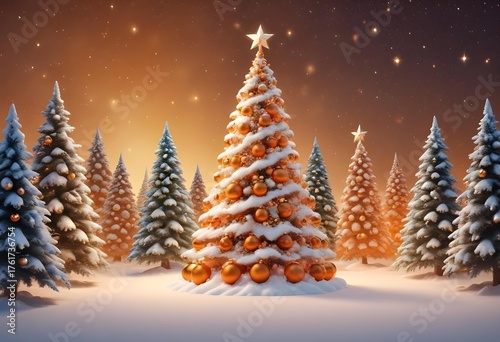 Enchanted Winter Wonderland with Festive Christmas Tree - Generated by AI”