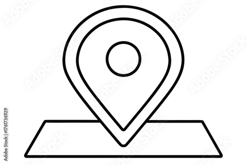 Simple map location pin illustration in black and white for navigational needs